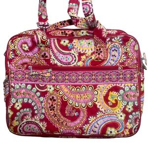 Paisley Pink Yellow Double Handed Quilted Shoulder Bag Messenger Computer Travel